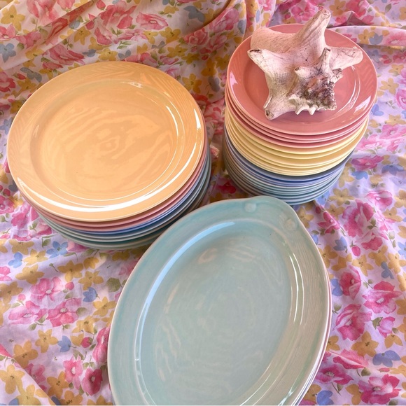LuRay Pastels giant 39 piece lot serving platters dinner plates small plates - Picture 3 of 10